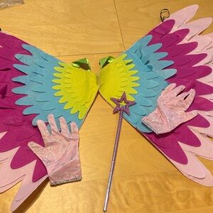 Colorful Fairy Wings, Gloves and Wand Costume Set